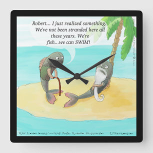 Ljusspärr för Tecknad av fiskekvadratisk ruta Fyrkantig Klocka