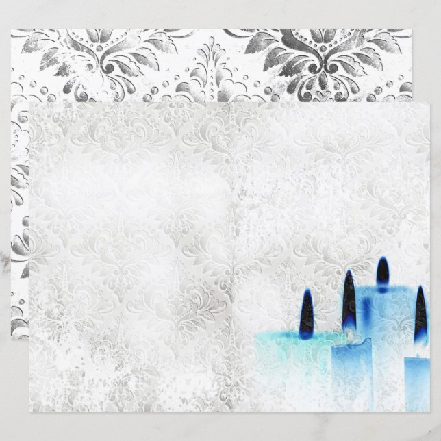 Ljusstakar på vintage mönster scrapbookpapper (Fram/baksida)