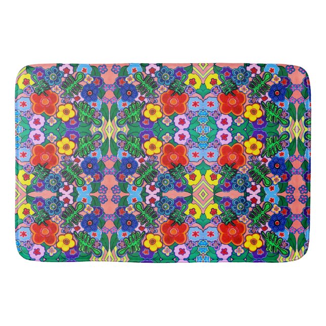 Ljusstark Abstrakt Flower Art Badrumsmatta (Framsidan)