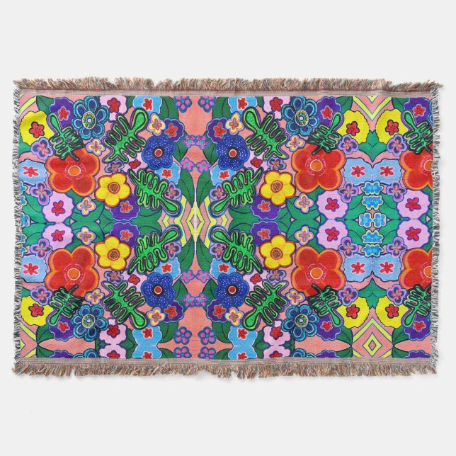 Ljusstark Abstrakt Flower Art Filt (Framsidan)