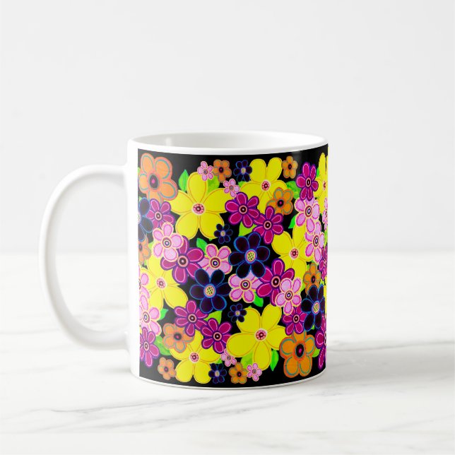 Ljusstark Abstrakt Flower Art Kaffemugg (Vänster)