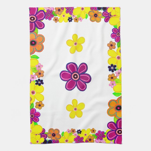 Ljusstark Abstrakt Flower Art Kökshandduk (Vertikal)