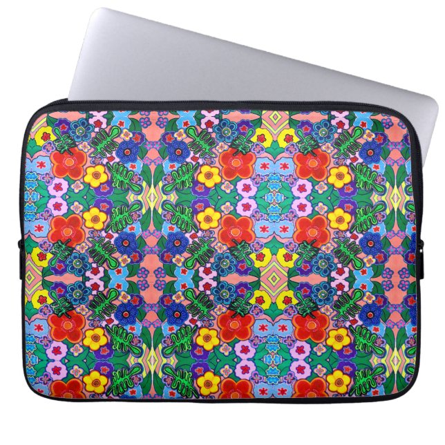Ljusstark Abstrakt Flower Art Laptop Fodral (Framsidan)