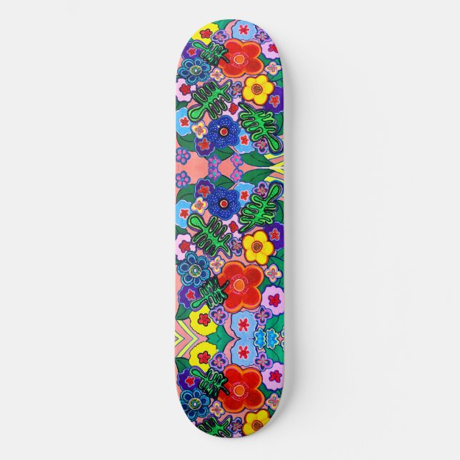 Ljusstark Abstrakt Flower Art Mini Skateboard Bräda 18,5 Cm (Framsida)