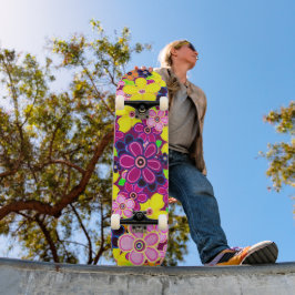 Ljusstark Abstrakt Flower Art Mini Skateboard Bräda 18,5 Cm