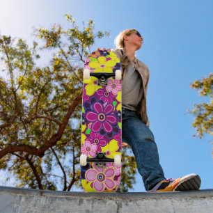 Ljusstark Abstrakt Flower Art Mini Skateboard Bräda 18,5 Cm