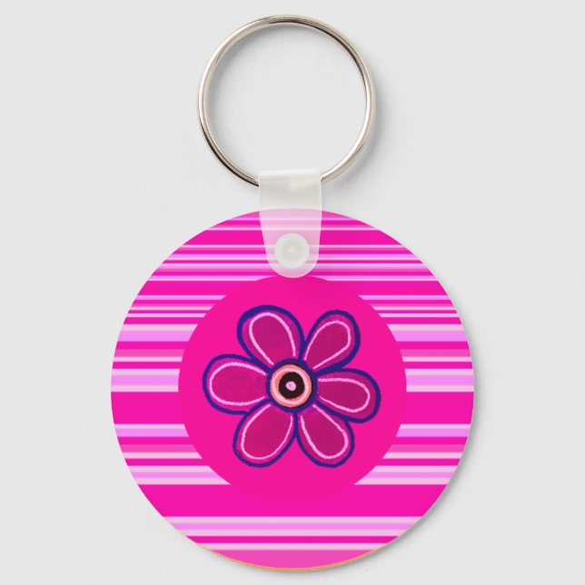 Ljusstark Abstrakt Flower Art Nyckelring (Framsida)