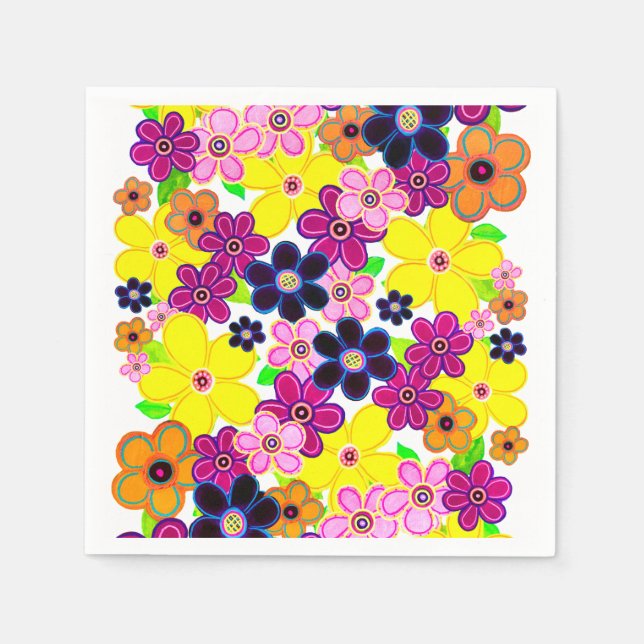 Ljusstark Abstrakt Flower Art Pappersservett (Framsidan)