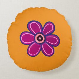 Ljusstark Abstrakt Flower Art Rund Kudde