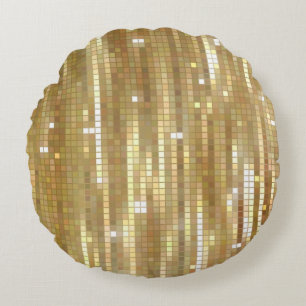 Ljusstark abstrakt, gyllene bakgrund med glober rund kudde