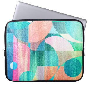 Ljusstark, färgstark geometrisk Abstrakt Laptop Fodral