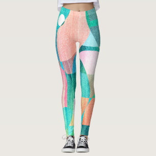 Ljusstark, färgstark geometrisk Abstrakt Leggings