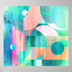 Ljusstark, färgstark geometrisk Abstrakt Poster