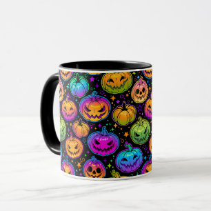 Ljusstark, flerfärgad Halloween Pumpkin Mönster Mugg