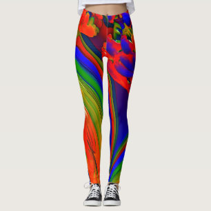 Ljusstark flerfärgad rektangel leggings