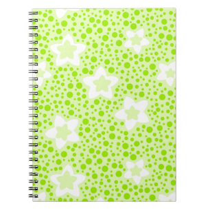 Ljusstark grönt återställ polka dots med blommönst anteckningsbok