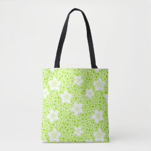Ljusstark grönt återställ polka dots med blommönst tygkasse