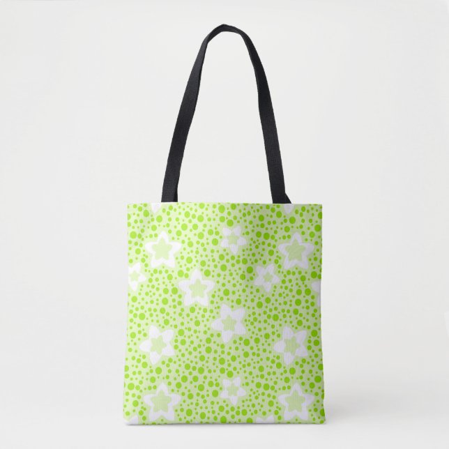 Ljusstark grönt återställ polka dots med blommönst tygkasse (Framsida)