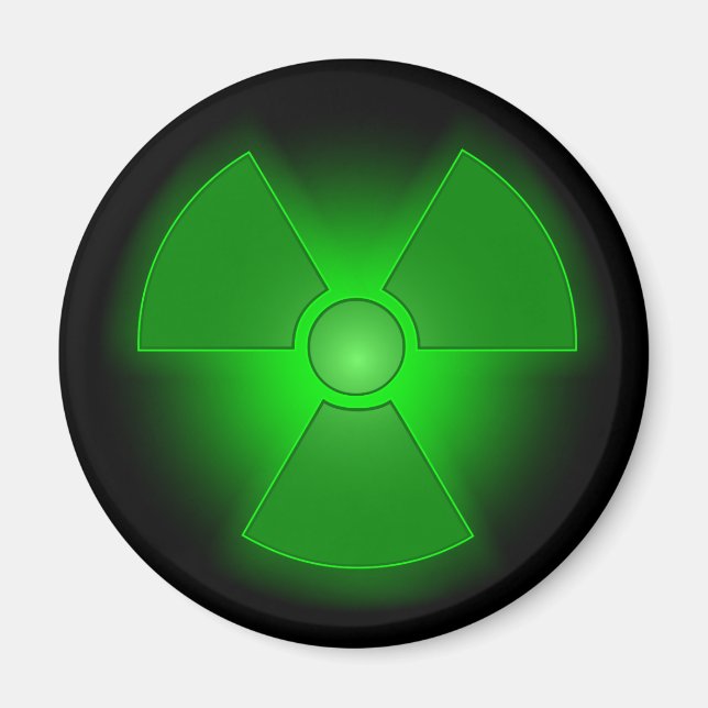 Ljusstark grönt-symbol för radioaktivitet magnet (Framsidan)