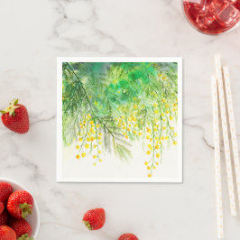 Ljusstark Gult Mimosa vattenfärgsfärgsfärgsfärgsfä Pappersservett