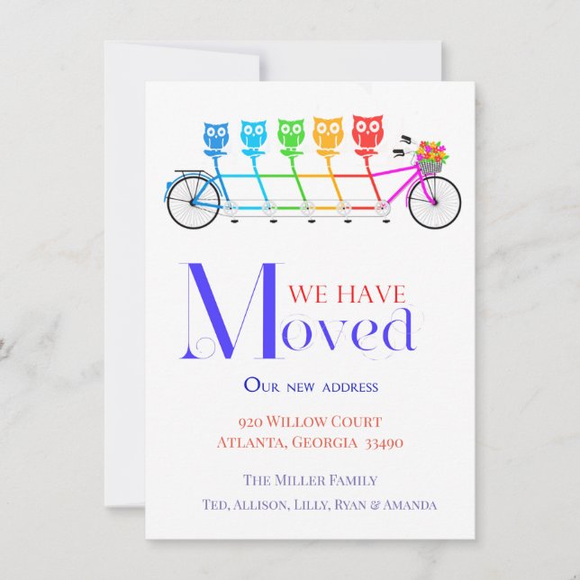 Ljusstark och färgstark flytta för familjen inbjudningar (Framsida)