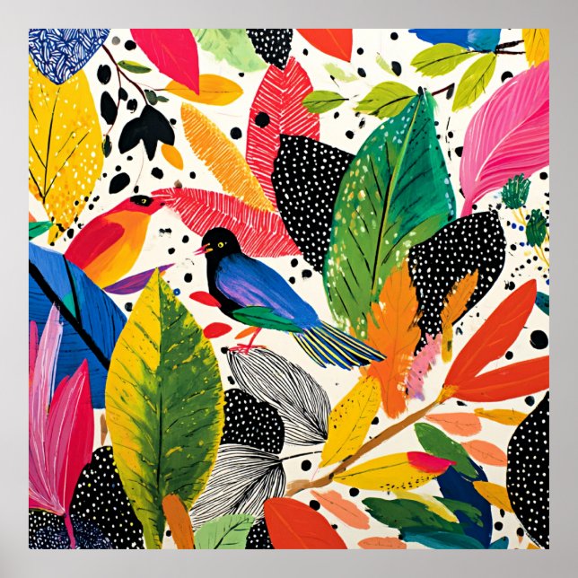 Ljusstark och färgstark jungelkonst poster (Framsidan)