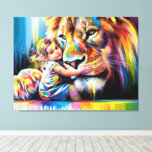 Ljusstark och färgstark Lejon HG Digital Art Vibra Canvastryck
