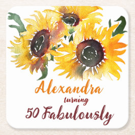 Ljusstark och fetstil Solrosfärgsfärg Fabulous 50 Underlägg Papper Kvadrat