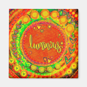 Ljusstark Orange Blommigt Heart Modern Inspirivite Magnet