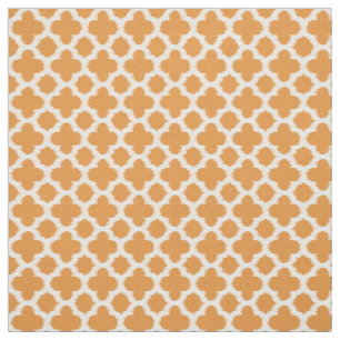 Ljusstark Orange Vit ikat Quatrefoil Mönster Tyg