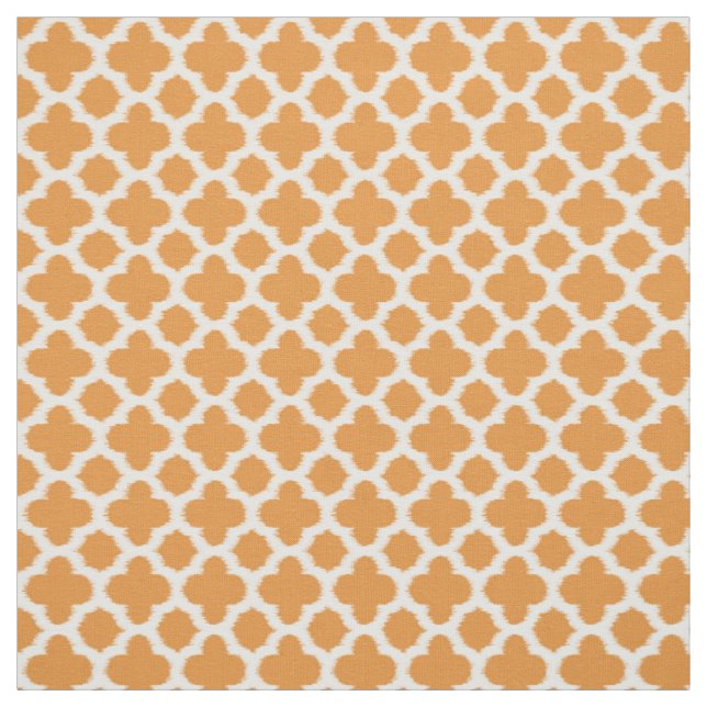 Ljusstark Orange Vit ikat Quatrefoil Mönster Tyg (Provkarta)