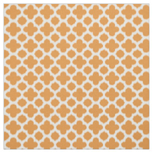 Ljusstark Orange Vit ikat Quatrefoil Mönster Tyg