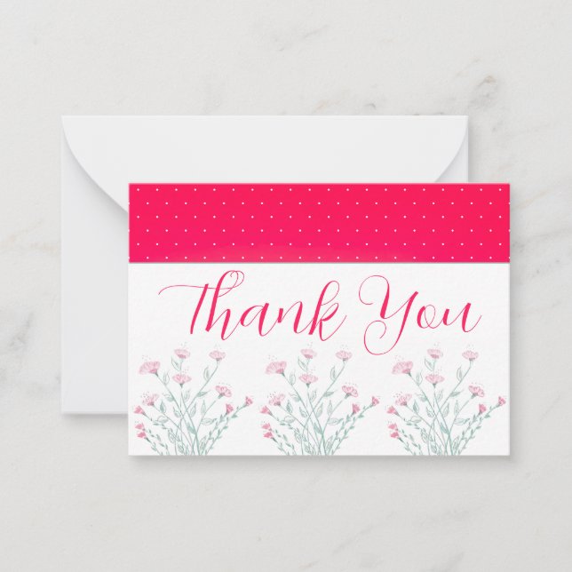 Ljusstark Rosa med Blommigt pekdon Anteckningskort (Framsida)