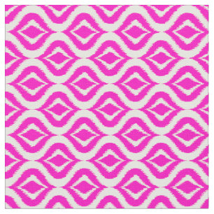 Ljusstark Shock rosa Retro-Chic Ikat droppar Möns Tyg