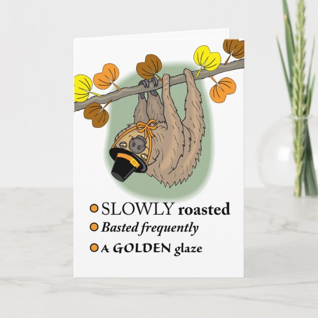 Ljusstark Thanksgiving, Sloth med Pilgrim Hat Helgkort (Framsida)