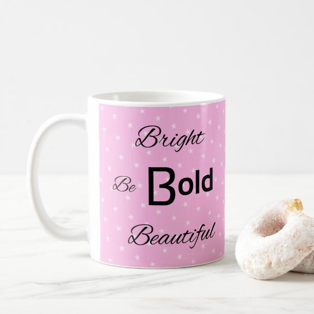 Ljusstark, vacker inspirerande rosa kaffemugg (Med munk)