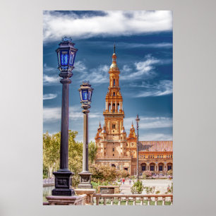 Ljusstationer på Plaza de Espana Poster