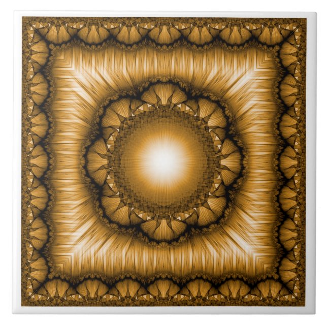 Ljusstrålande geometrisk ornamentik kakelplatta (Framsidan)