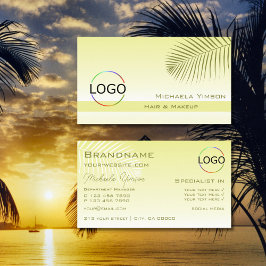 Ljusstrålande Gult Handflatan Löv med Logotypens S Visitkort