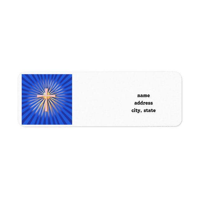 Ljusstrålar från Religiösan Kor (på blått) Returadress Etikett (Framsidan)