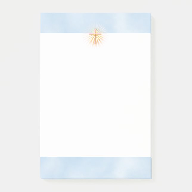 Ljusstrålar från Religiösan Kor (W/moln) Post-it Block (Framsida)