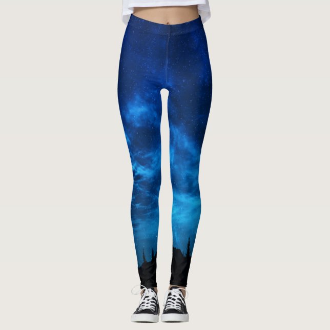 LJUSSTRAR I EN MÖRK OCH BLÅ HIMMEL LEGGINGS (Framsida)