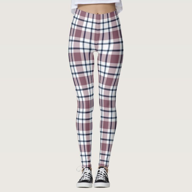 Ljusstyrd retro-mönster brun grått vit leggings (Framsida)