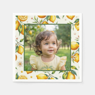 Ljust柠檬FödelsedagsFoto Gul Citrus Fest Pappersservett