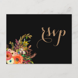 Ljust akvarell blommande bröllopsinbjudan RSVP Inbjudan Vykort