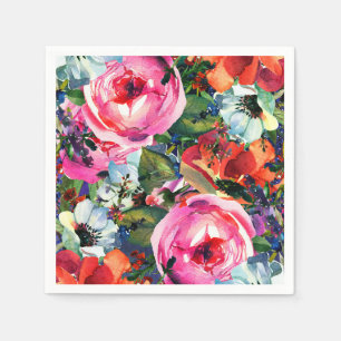 Ljust akvarell Vintage Modern Blommig Blommor Pappersservett