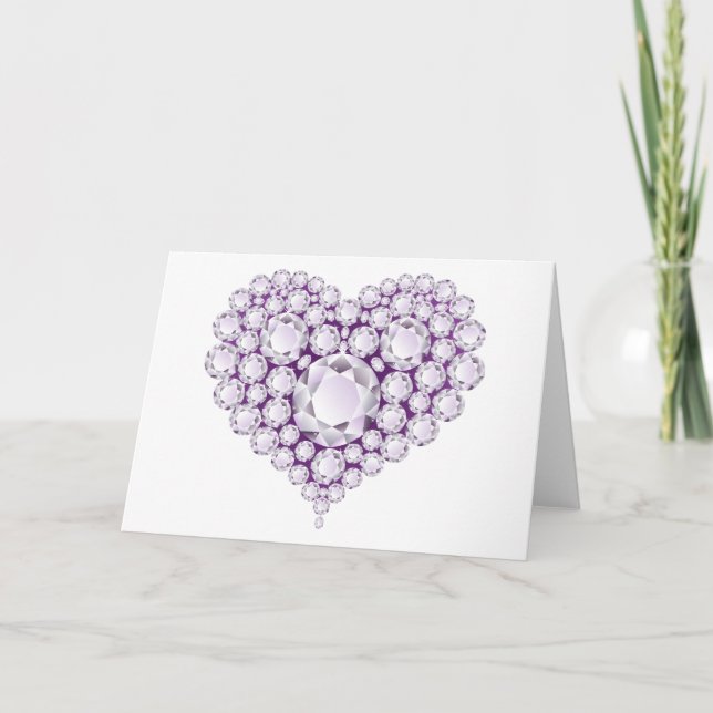 Ljust Ametyst Heart Gems Helgkort (Framsida)