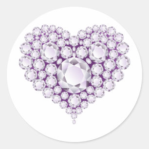 Ljust Ametyst Heart Gems Runt Klistermärke