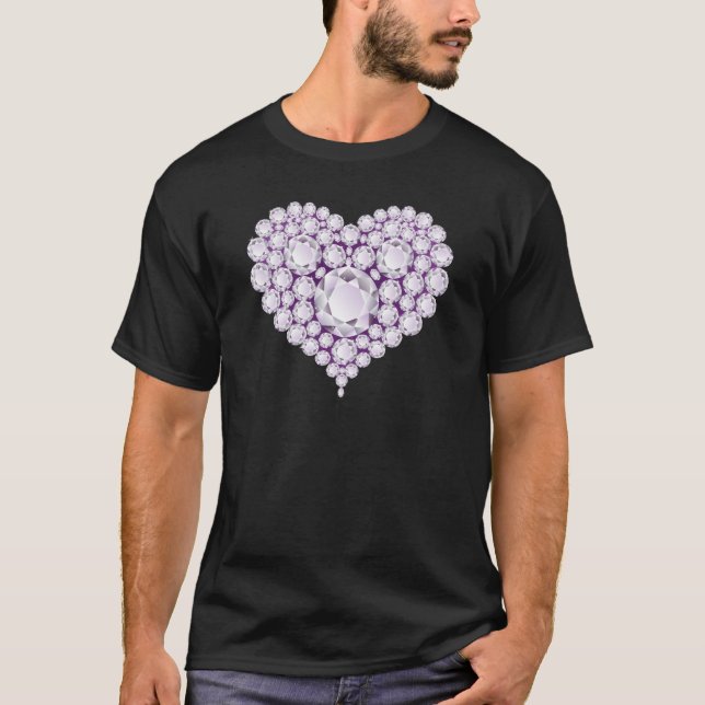 Ljust Ametyst Heart Gems Tee Shirt (Framsida)