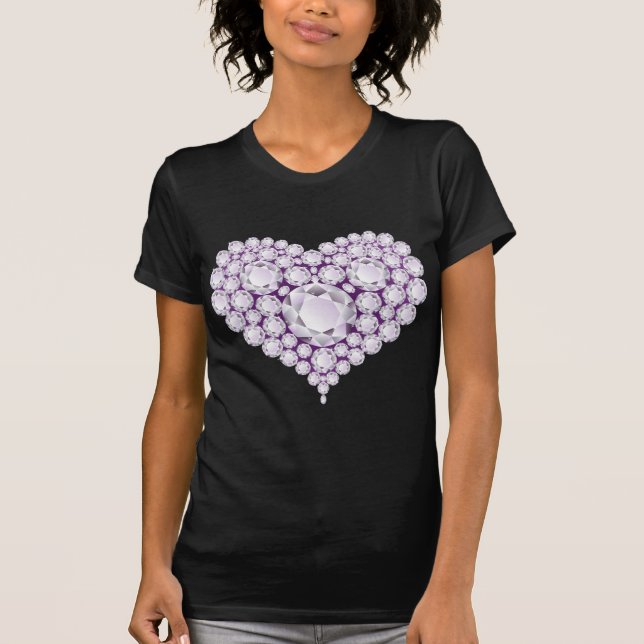 Ljust Ametyst Heart Gems Tee Shirt (Framsida)